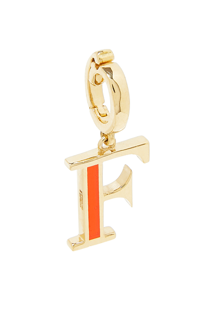 English Letter F Charm, 18k Yellow Gold